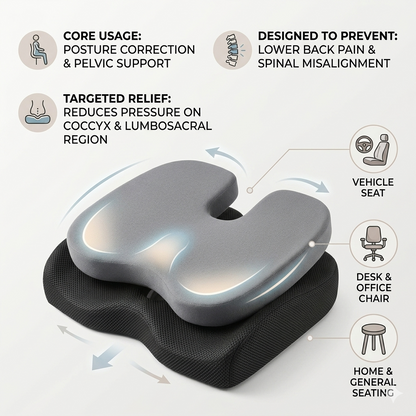 Orthopedic Car Seat Cushion – Memory Foam Comfort Pad