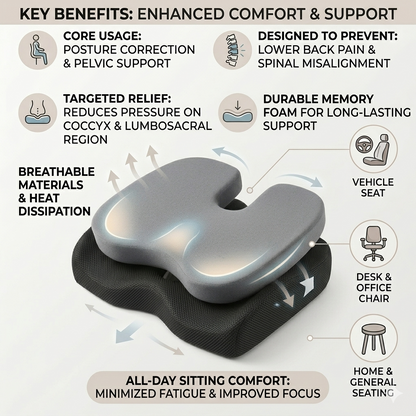Orthopedic Car Seat Cushion – Memory Foam Comfort Pad