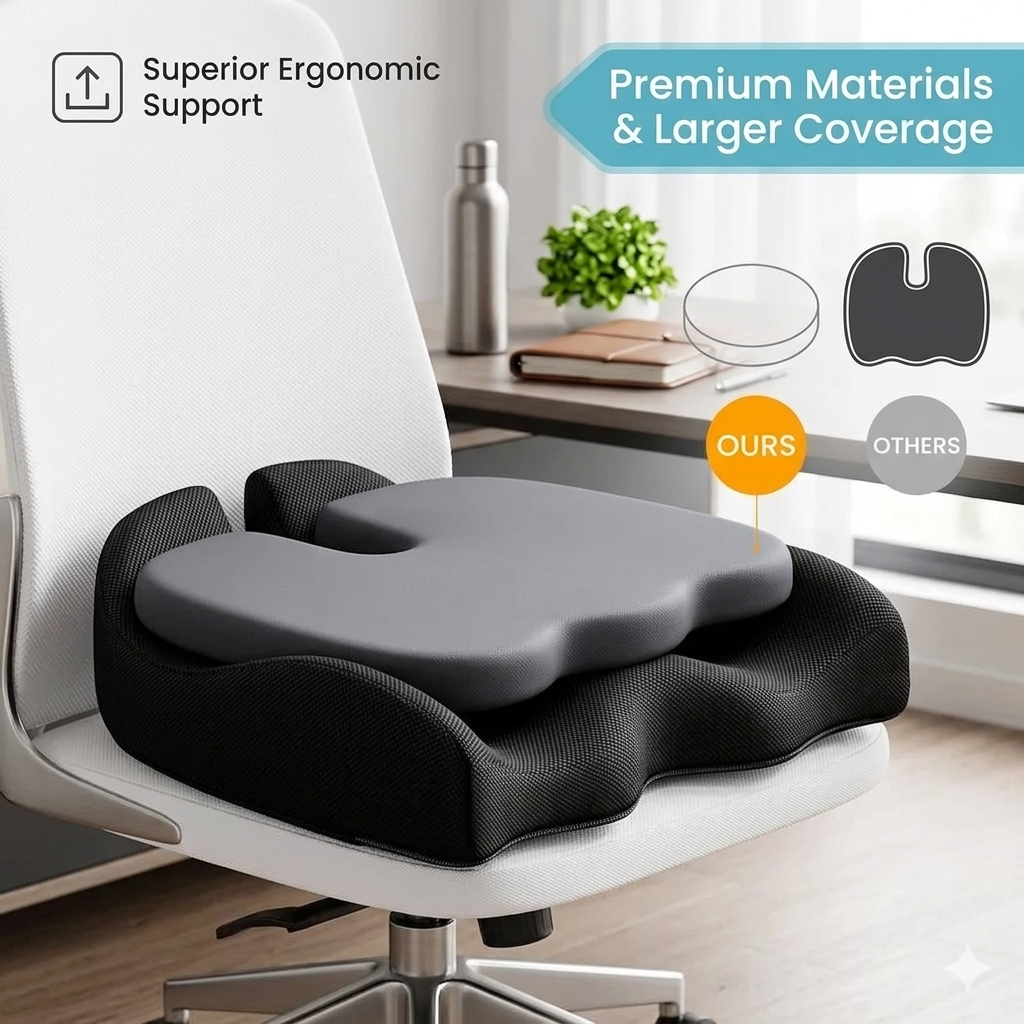 Orthopedic Car Seat Cushion – Memory Foam Comfort Pad