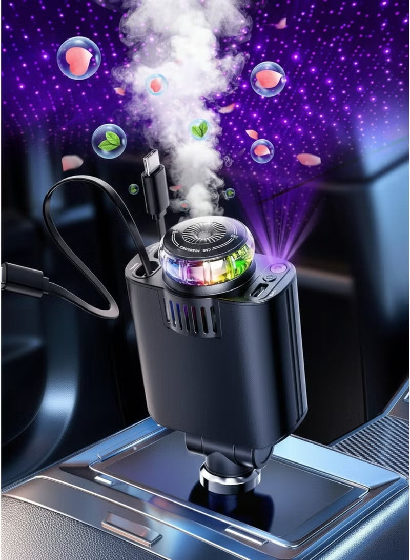 5 in 1 Retractable Car Charger with Starlight