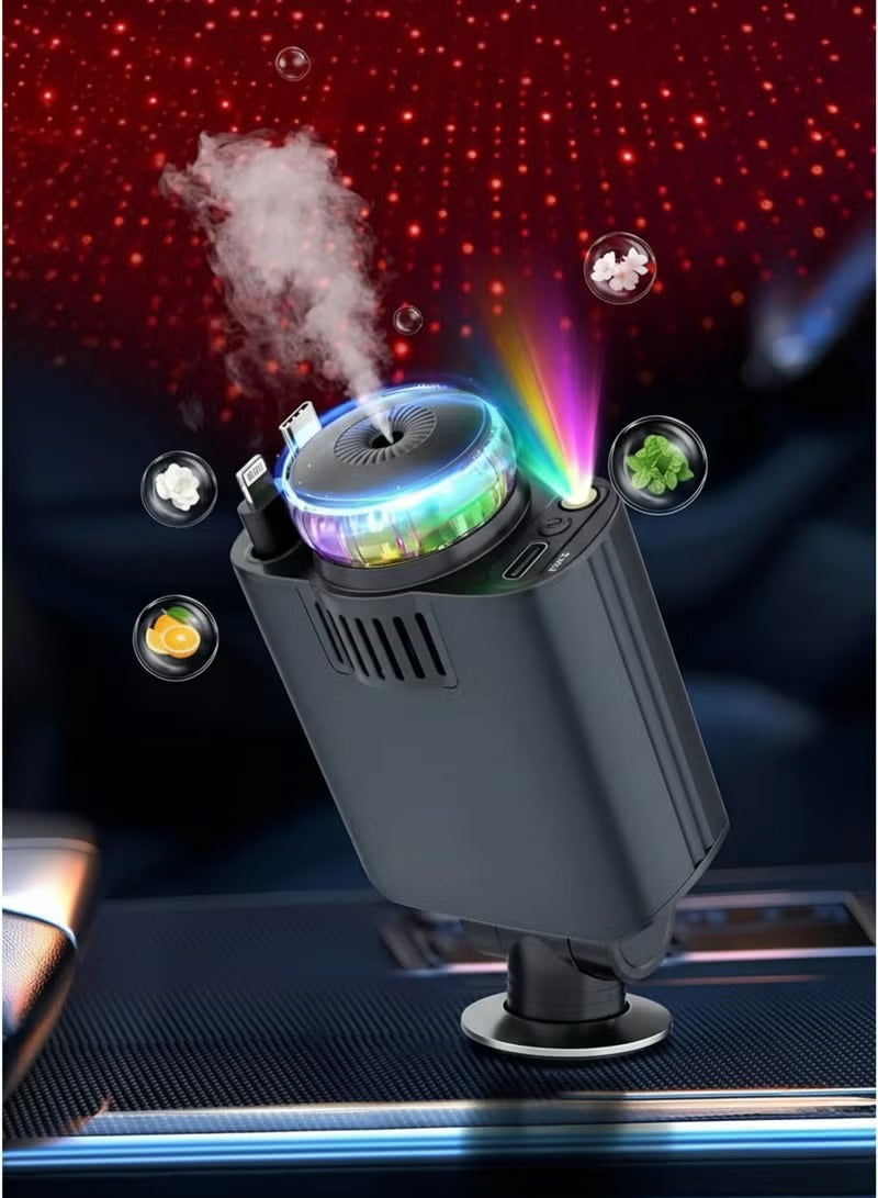 5 in 1 Retractable Car Charger with Starlight